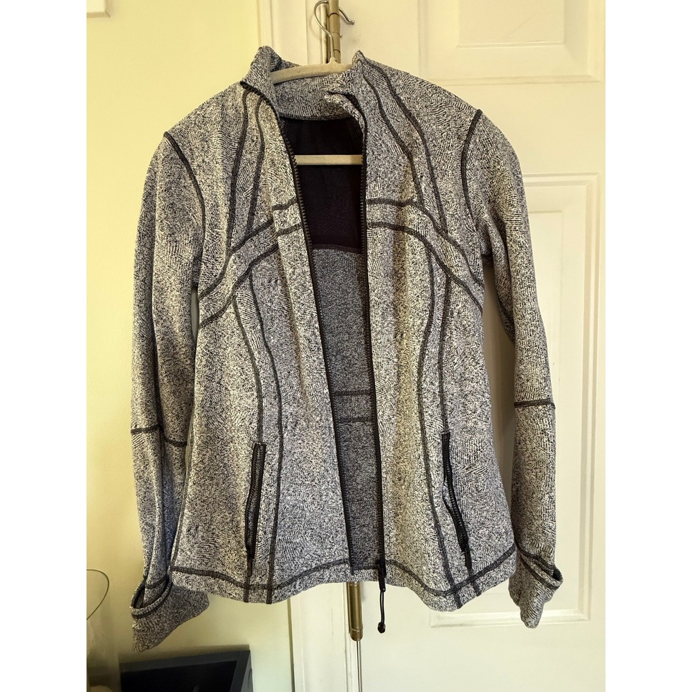 Lululemon Define Jacket Space Dye Black White Full Zip Knit Yoga Activewear